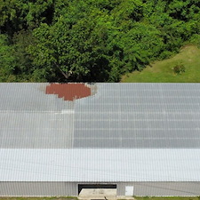 10-Year-Uniflex-Acrylic-Waterproof-System-over-the-metal-roof-at-Russell-Hilton-Cabinet-Shop-in-Odum-GA 1