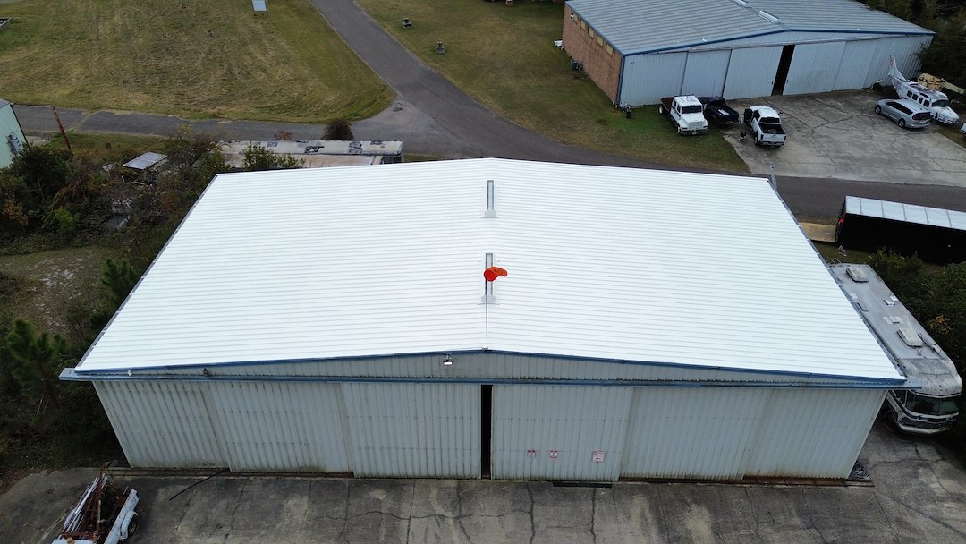 10-Year Uniflex White Acrylic Roof System over metal for Trauma One in Yulee, Florida. 